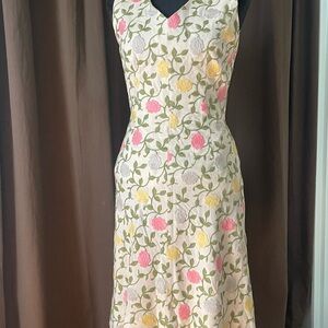 Floral vintage Embroidered Sleeveless Dress - Multicolor